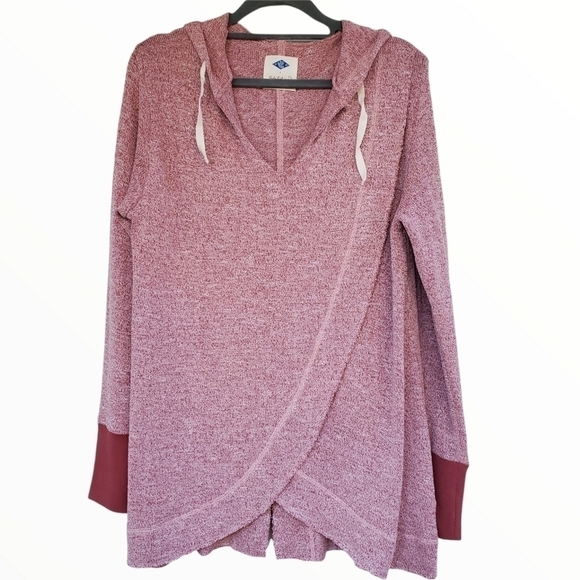 Wild Blue XL Sadie Robertson burgundy heathered knit long sleeve hooded tunic - Picture 1 of 9